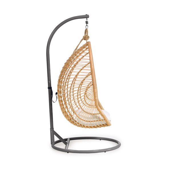 Sodo pakabinamas krėslas natūralios spalvos rotangas Ekaterina – Kave Home-image-2