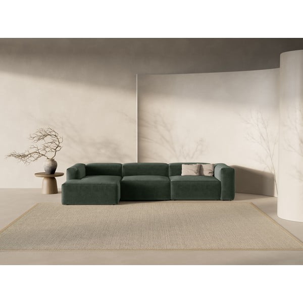 Žalios spalvos kampinė sofa (su kairiuoju kampu/su gultu) Bergamo – Cosmopolitan Design-image-1