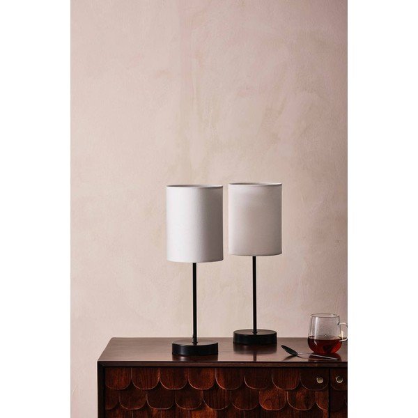 Baltos spalvos/juodos spalvos iš tekstilės stalinis šviestuvas (aukštis 45 cm) Seth – Jotex-image-2