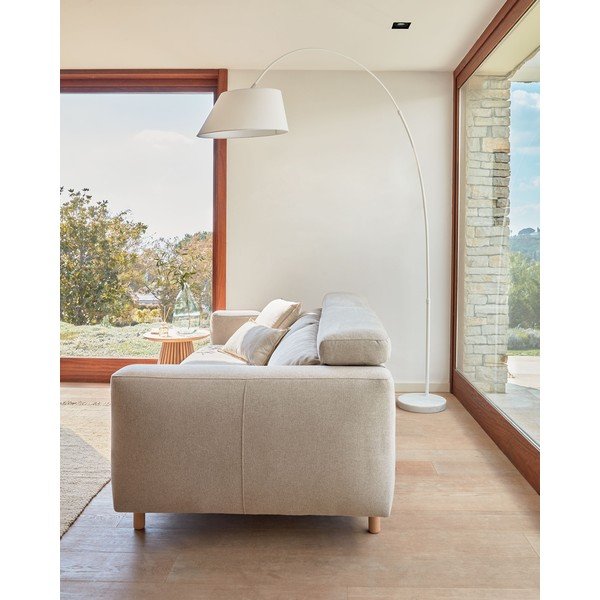 Baltos spalvos pastatomas šviestuvas (aukštis 189 cm) su tekstiliniu gaubtu May – Kave Home-image-1
