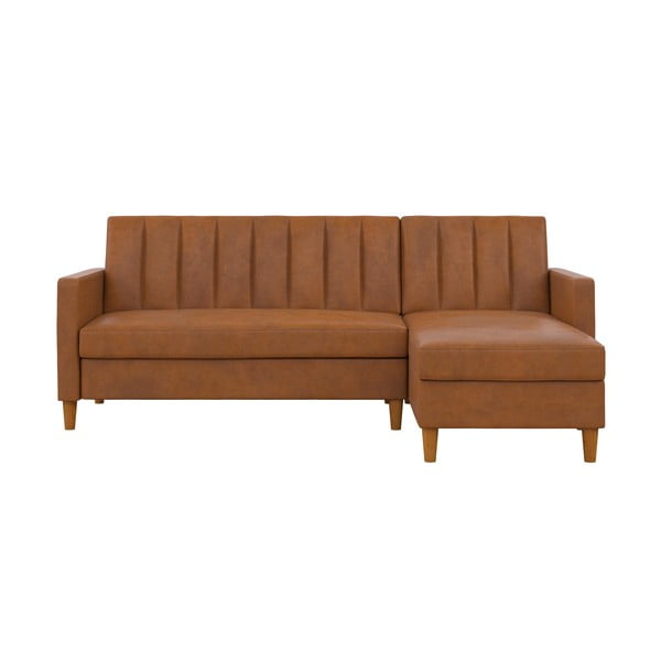 Ruda modulinė kampinė sofa iš dirbtinės odos Støraa Celine