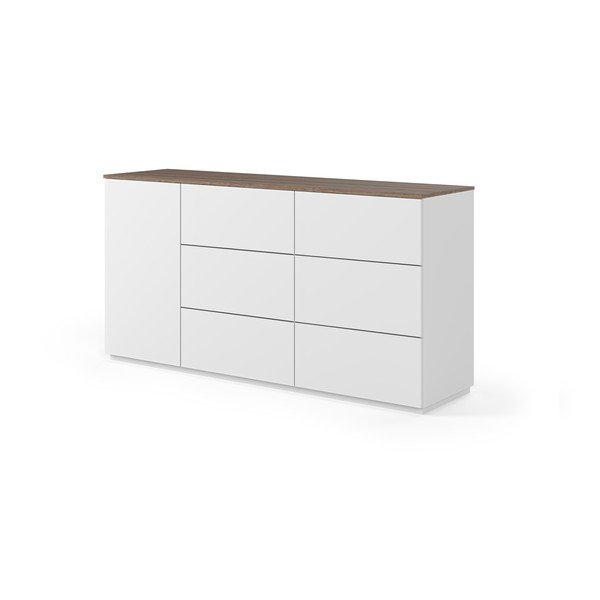 Baltos spalvos riešutmedžio komoda su durelėmis ir 6 stalčiais Join - TemaHome-image-2