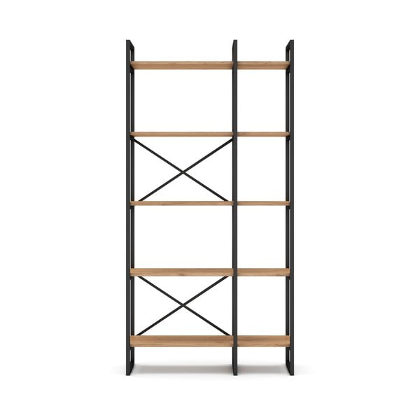 Juoda/natūralaus ąžuolo lentyna 87,5x175 cm Dusan - Marckeric