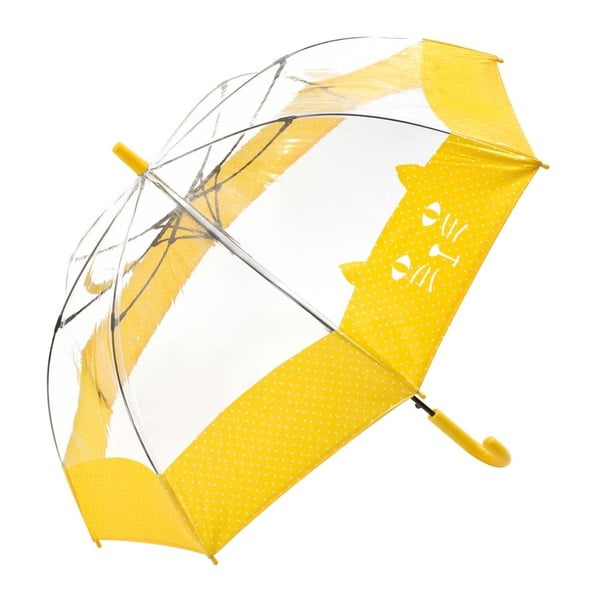 Vaikiškas permatomas plikas skėtis su geltonomis detalėmis "Birdcage Chat", ⌀ 74 cm