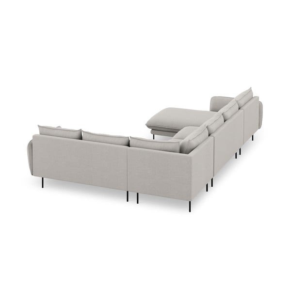 Šviesiai pilkos spalvos U formos sofa Cosmopolitan Design Vienna, kampas dešinėje-image-4