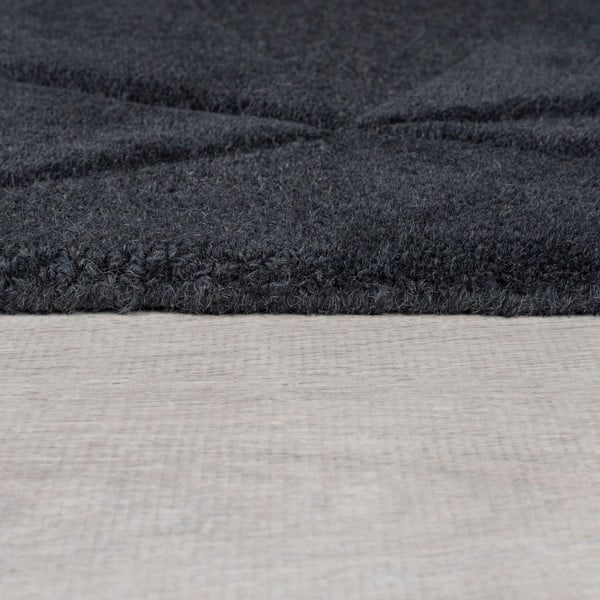 Rankų darbo antracito spalvos iš vilnos apvalios formos kilimas ø 160 cm Shard Charcoal – Flair Rugs-image-4