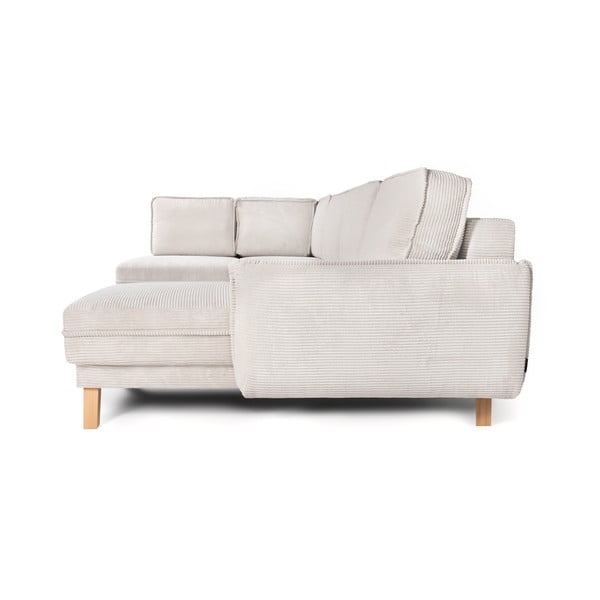 Iš kordinio velveto sulankstoma kampinė sofa smėlio spalvos (su kairiuoju kampu/„U“ formos) Tori – Bonami Selection-image-3
