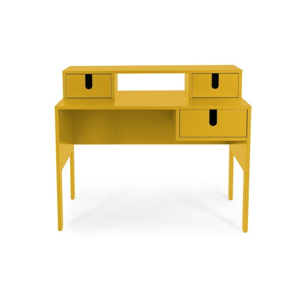Geltonas darbo stalas su 3 stalčiais Tenzo Uno