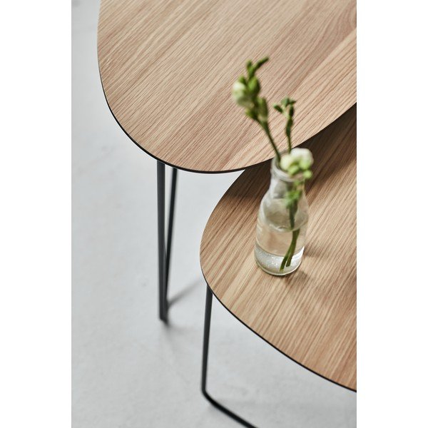 Natūralios spalvos iš metalo kavos staliukas 37x44 cm Curve M Wood – LIND DNA-image-3