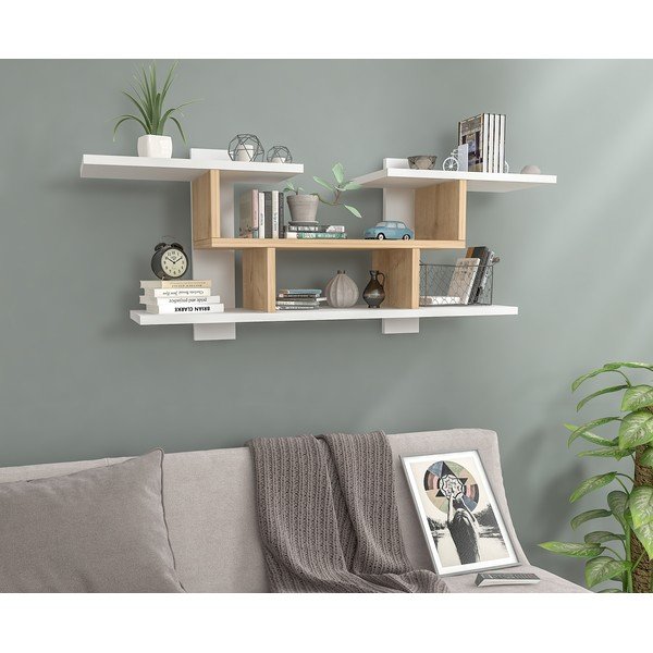 Balta natūrali dviaukštė lentyna pušies dekore Mint - Gauge Concept-image-1