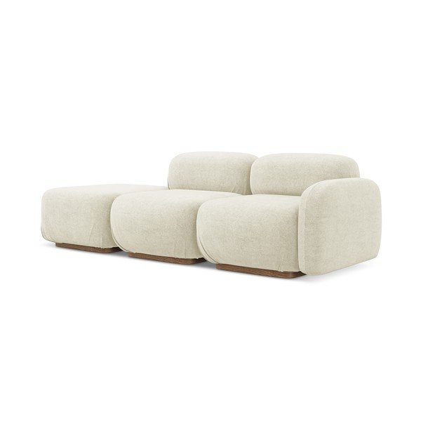 Kreminės spalvos iš boucle modulinis gultas (su kairiuoju kampu) Ailani – Makamii-image-2