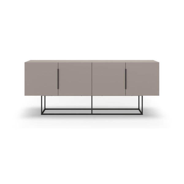 Žema šoninė spintelė pilkos spalvos/smėlio spalvos 200x80 cm Titan – Marckeric