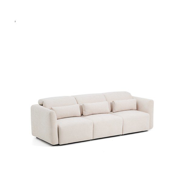 Smėlio spalvos reguliuojama/sulankstoma sofa iš šenilinio audinio su gultu 255 cm Lares – Kave Home-image-3