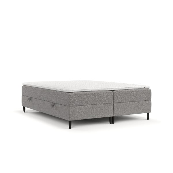 Spyruoklinė lova pilkos spalvos su sandėliavimo vieta 200x200 cm Malte – Maison de Rêve