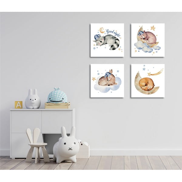 Paveikslai rinkinyje po 4 vnt. 30x30 cm Good Night - Wallity-image-1