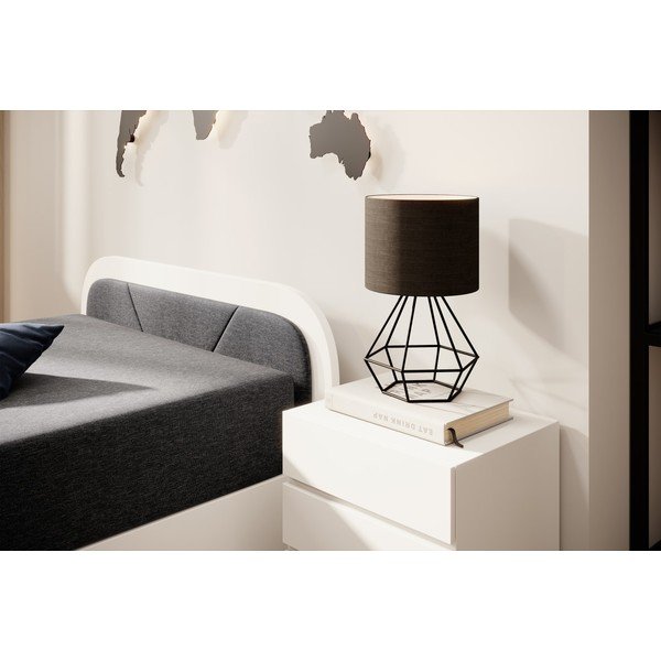 Baltos spalvos/tamsiai pilkos spalvos viengulė lova dengta audiniu/iš medžio drožlių plokštės su sandėliavimo vieta su čiužiniu  80x190 cm Parys – ELTAP-image-4