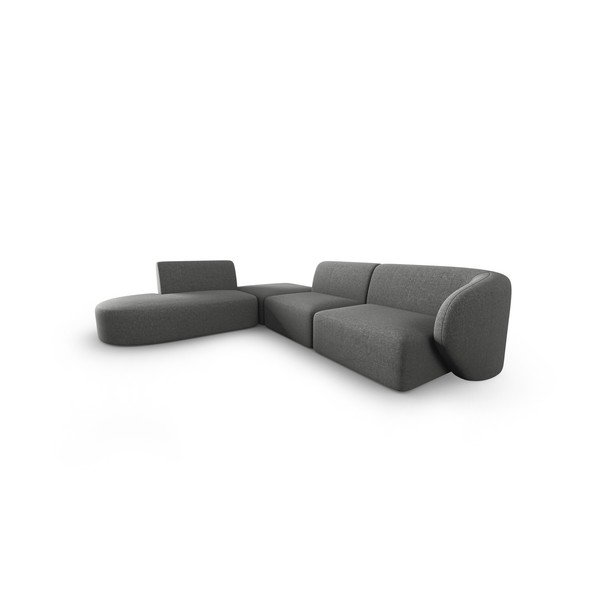 Pilkos spalvos iš šenilinio audinio kampinė sofa (su kairiuoju kampu/„L“ formos) Paolo – Milo Casa-image-2