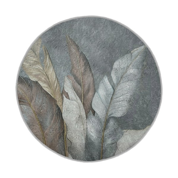 Skalbiamas apvalios formos kilimas žalios spalvos/pilkos spalvos ø 100 cm Dusty Leaves – Mila Home