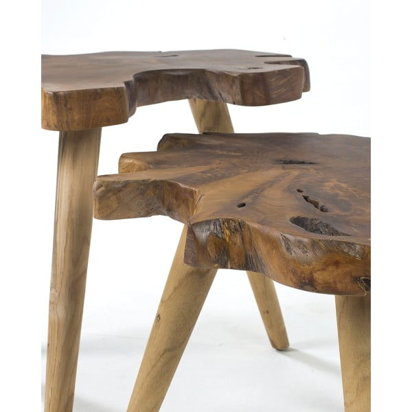 Iš tikmedžio masyvo šoniniai stalai 2 vnt. 50x60 cm Hattie – Kave Home-image-2