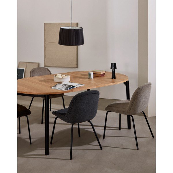 Apvalios formos prailginamas valgomojo stalas iš ąžuolo ø 120 cm Montuiri – Kave Home-image-2