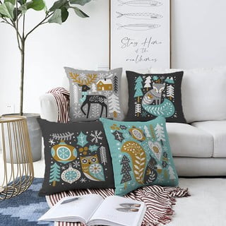 4 pagalvėlių užvalkalų rinkinys Minimalist Cushion Covers Winter Forest, 55 x 55 cm