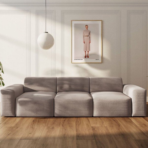 Smėlio spalvos iš kordinio velveto sofa 285 cm Villet – Rodier-image-1