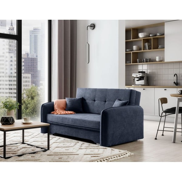 Tamsiai mėlynos spalvos iš šenilinio audinio sulankstoma/su sandėliavimo vieta sofa 155 cm Laine – ELTAP-image-3