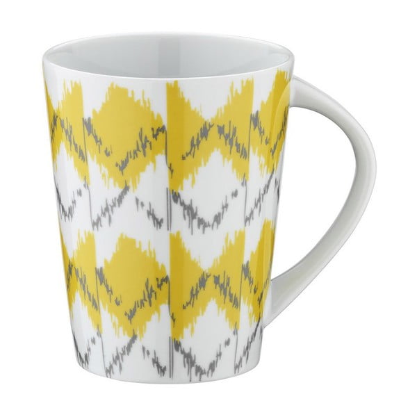 Porcelianinis puodelis "Yellow Stripes", 400 ml