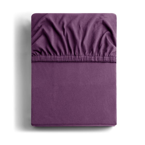Violetinės spalvos iš Jersey audinio paklodė su guma 160x200 cm Amber – Restilo
