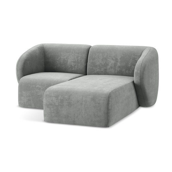 Pilkos spalvos kampinė sofa iš šenilinio audinio (su dešiniuoju kampu/su gultu) Lani – Makamii-image-4