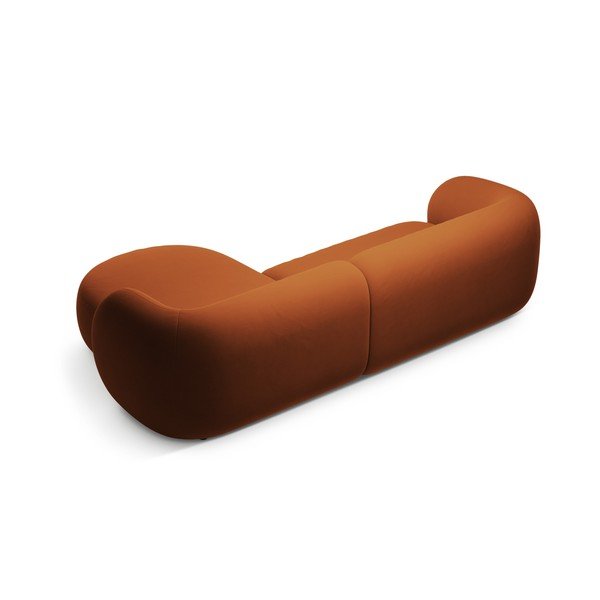 Terakotos spalvos kampinė sofa iš velveto (su dešiniuoju kampu/su gultu) Kate – Micadoni -image-2