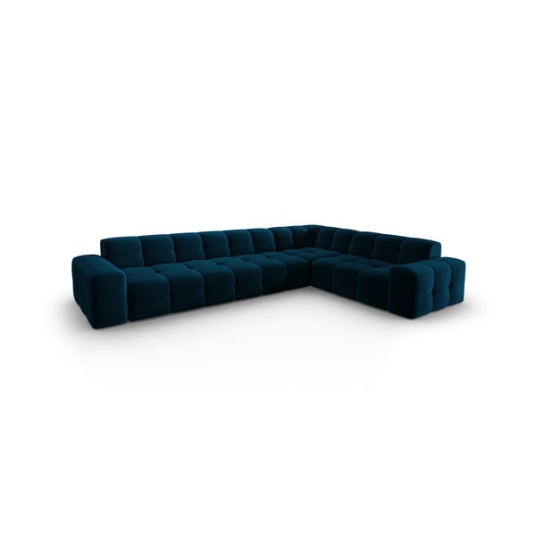 Tamsiai mėlyna aksominė kampinė sofa (dešinysis kampas) Kendal - Micadoni Home-image-3
