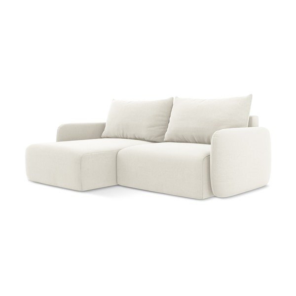 Kreminės spalvos sulankstoma/su sandėliavimo vieta kampinė sofa iš velveto (su kairiuoju kampu/su gultu) Kalena – Makamii-image-2