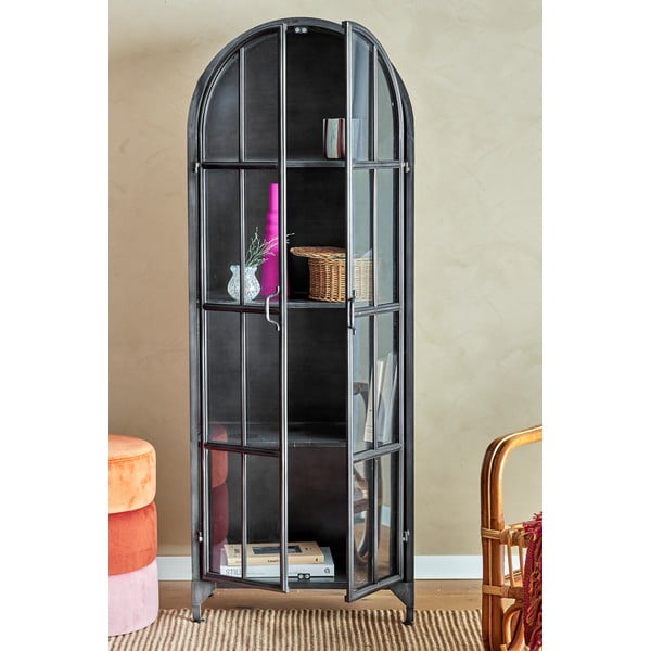 Iš metalo vitrina juodos spalvos 56,5x152,5 cm Papole – Bloomingville-image-1