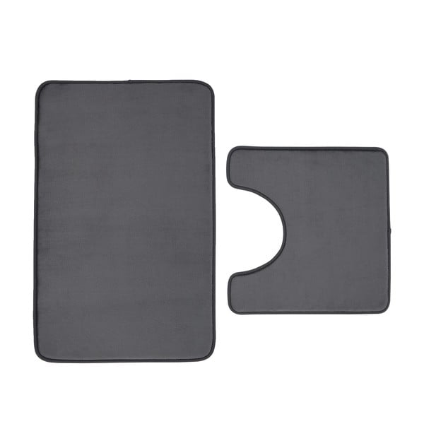 Tamsiai pilkos spalvos iš prie kūno prisitaikančių putų vonios kilimėliai 2 vnt. tualetams 50x80 cm Anti-Bacterial – Catherine Lansfield