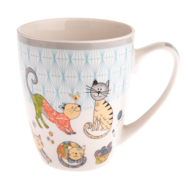 Spalvoto porceliano puodelis su katėmis Dakls Ornamentai, 390 ml
