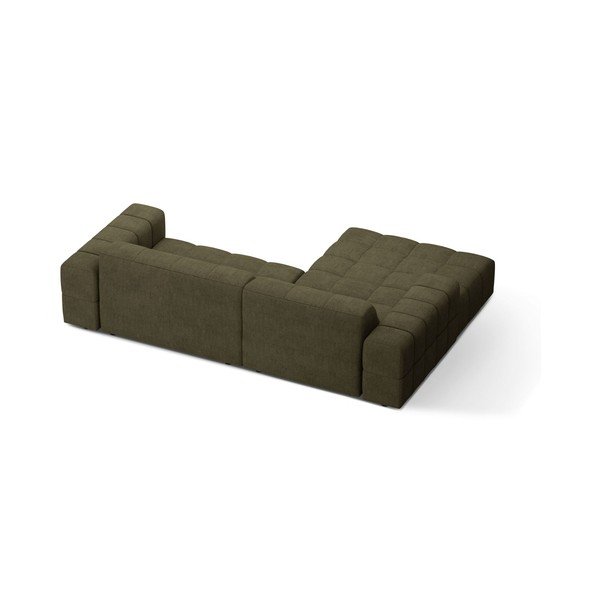 Khaki spalvos kampinė sofa iš šenilinio audinio (su kairiuoju kampu/su gultu) Chicago – Cosmopolitan Design-image-2
