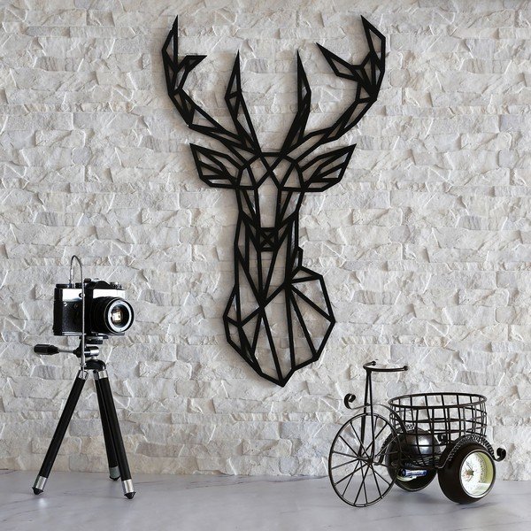 Juoda sienų dekoracija Deer, 39 x 65 cm-image-1