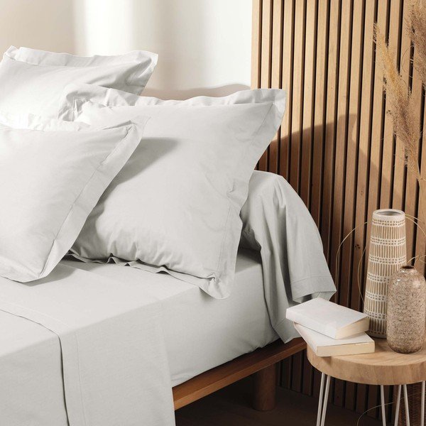 Paklodė iš organiškos medvilnės baltos spalvos su guma 140x190 cm Biolina – douceur d'intérieur-image-1