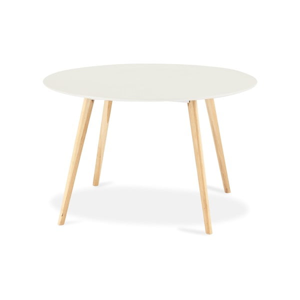 Baltas valgomojo stalas su natūraliomis kojomis "Furnhouse Life", Ø 120 cm