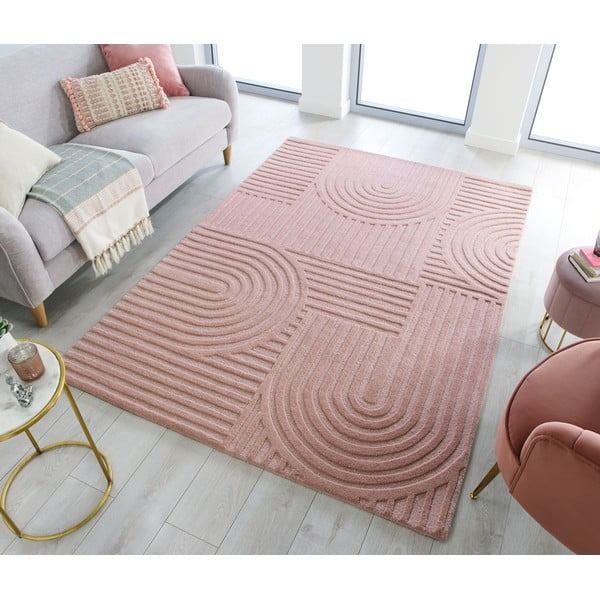 Rožinės spalvos vilnonis kilimas Flair Rugs Zen Garden, 160 x 230 cm-image-1