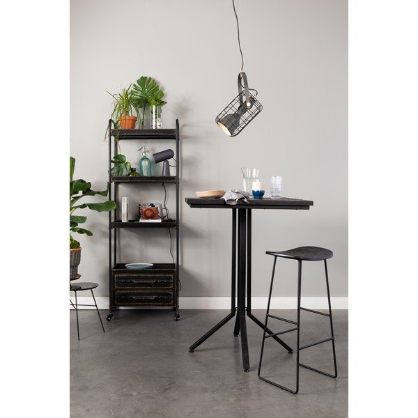 Juodos spalvos iš tikmedžio masyvo baro taburetė (sėdynės aukštis 76 cm) Tangle – White Label-image-1