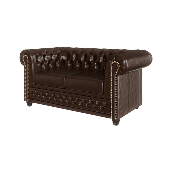 Tamsiai ruda sofa-lova iš odos imitacijos 148 cm York - Ropez