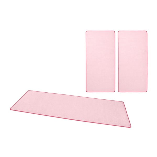 3 šviesiai rožinių kilimėlių prie lovos rinkinys Hanse Home Fancy