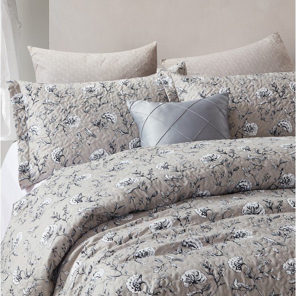 Rudas mikropluošto užvalkalas su dviem pagalvių užvalkalais Sleeptime Classic Flower, 180 x 250 cm-image-1