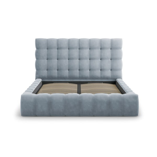 Dvigulė lova šviesiai mėlynos spalvos audiniu dengta su sandėliavimo vieta su lovos grotelėmis 200x200 cm Bali – Cosmopolitan Design-image-3