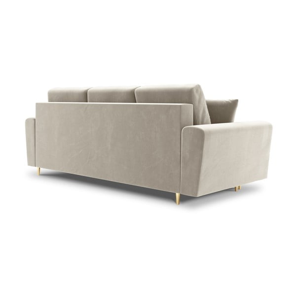 Smėlio spalvos iš velveto sulankstoma/su sandėliavimo vieta sofa 235 cm Kyoto – Cosmopolitan Design-image-3