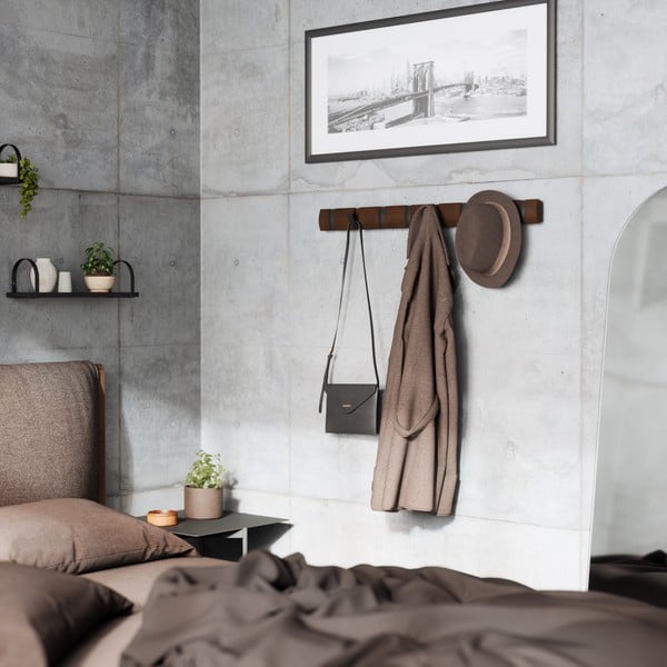 Iš tuopos masyvo sieninė lentyna tamsiai rudos spalvos Flip – Umbra-image-1