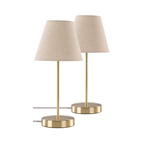 Smėlio spalvos/žalvario spalvos iš tekstilės stalinis šviestuvas (aukštis 39 cm) Lasse – Jotex