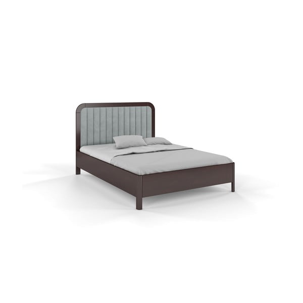 Rudai pilka dvigulė lova iš bukmedžio medienos dvigulė lova Skandica Visby Modena, 160 x 200 cm